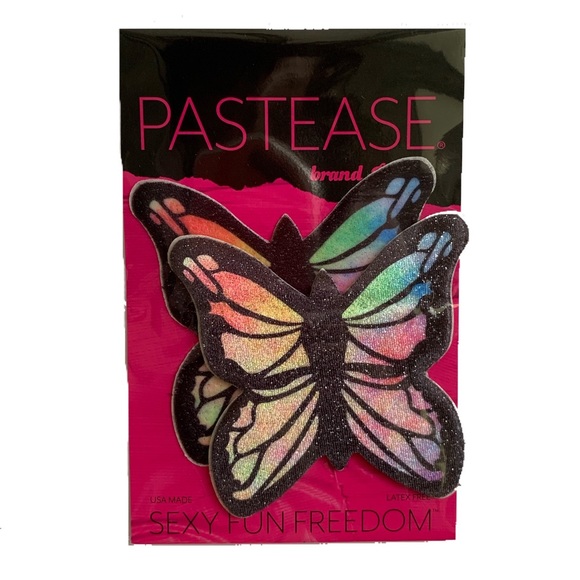 Pastease Rainbow Glitter Butterfly Nipple Pasties - Picture 2 of 3